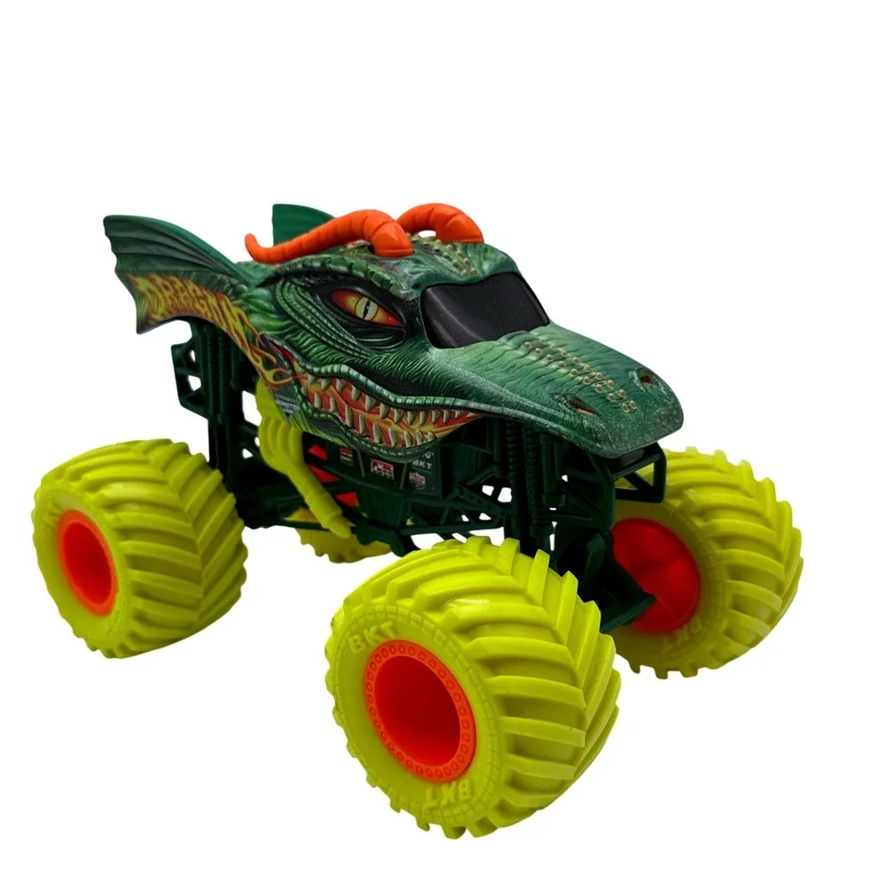 Monster Jam Dragon Monster Truck Kids 1:24 Green Excellent Die-Cast BKT Tires‎